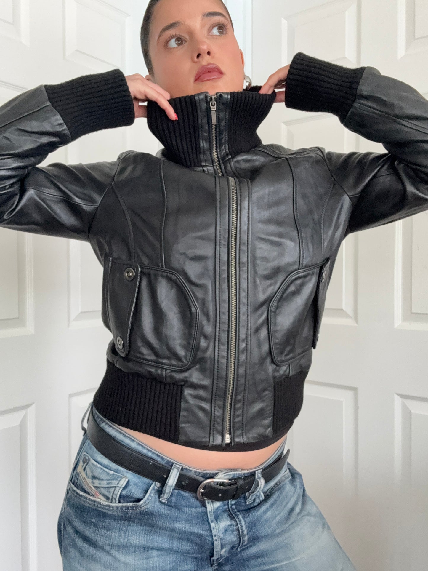 Leather Bomber Jacket (UK12)