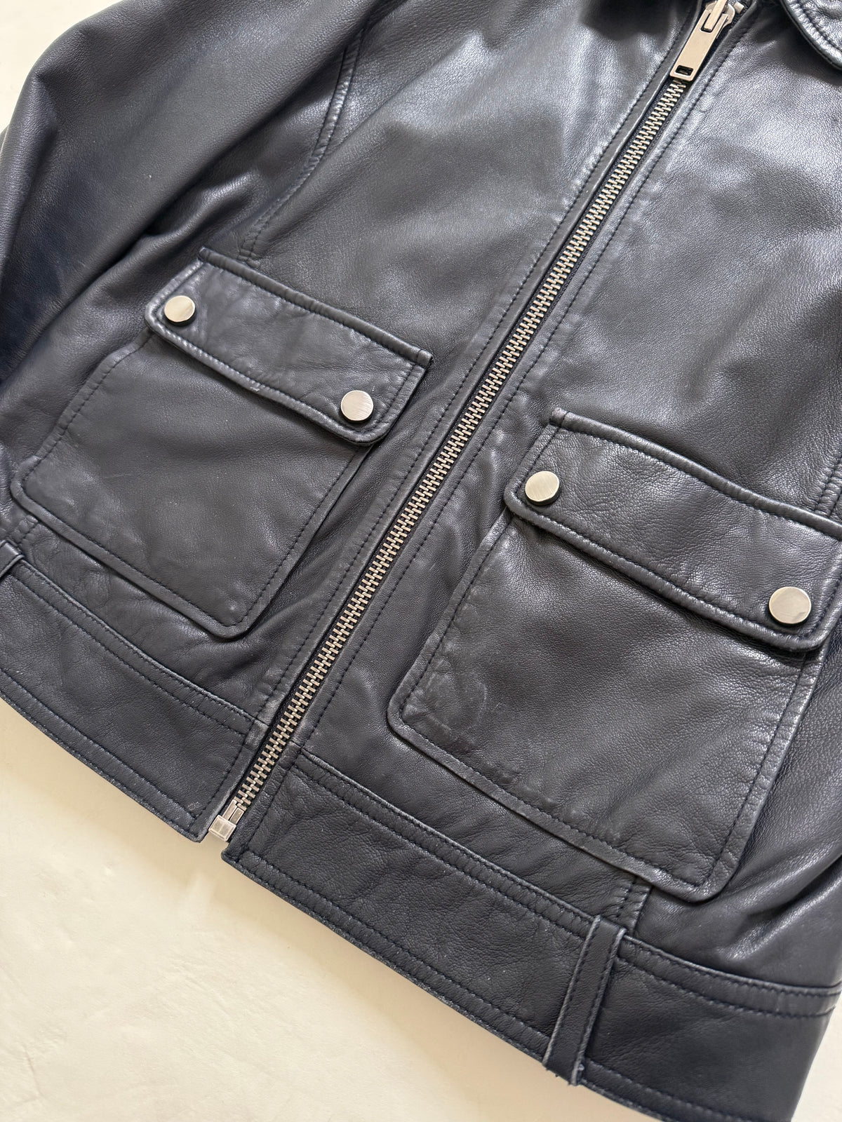 Leather Fitted Jacket (UK10)