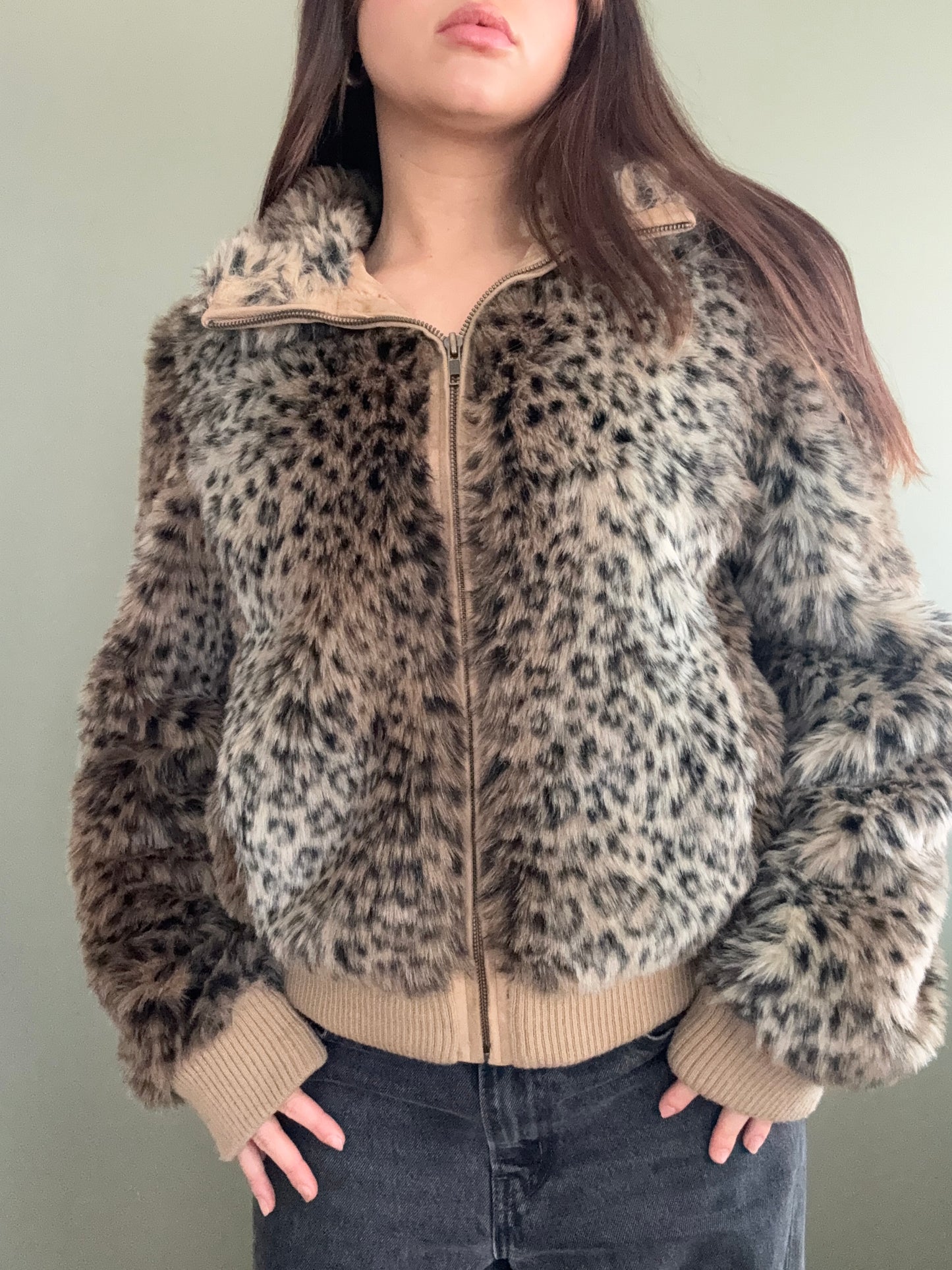 Faux Fur Leopard Jacket (UK14)