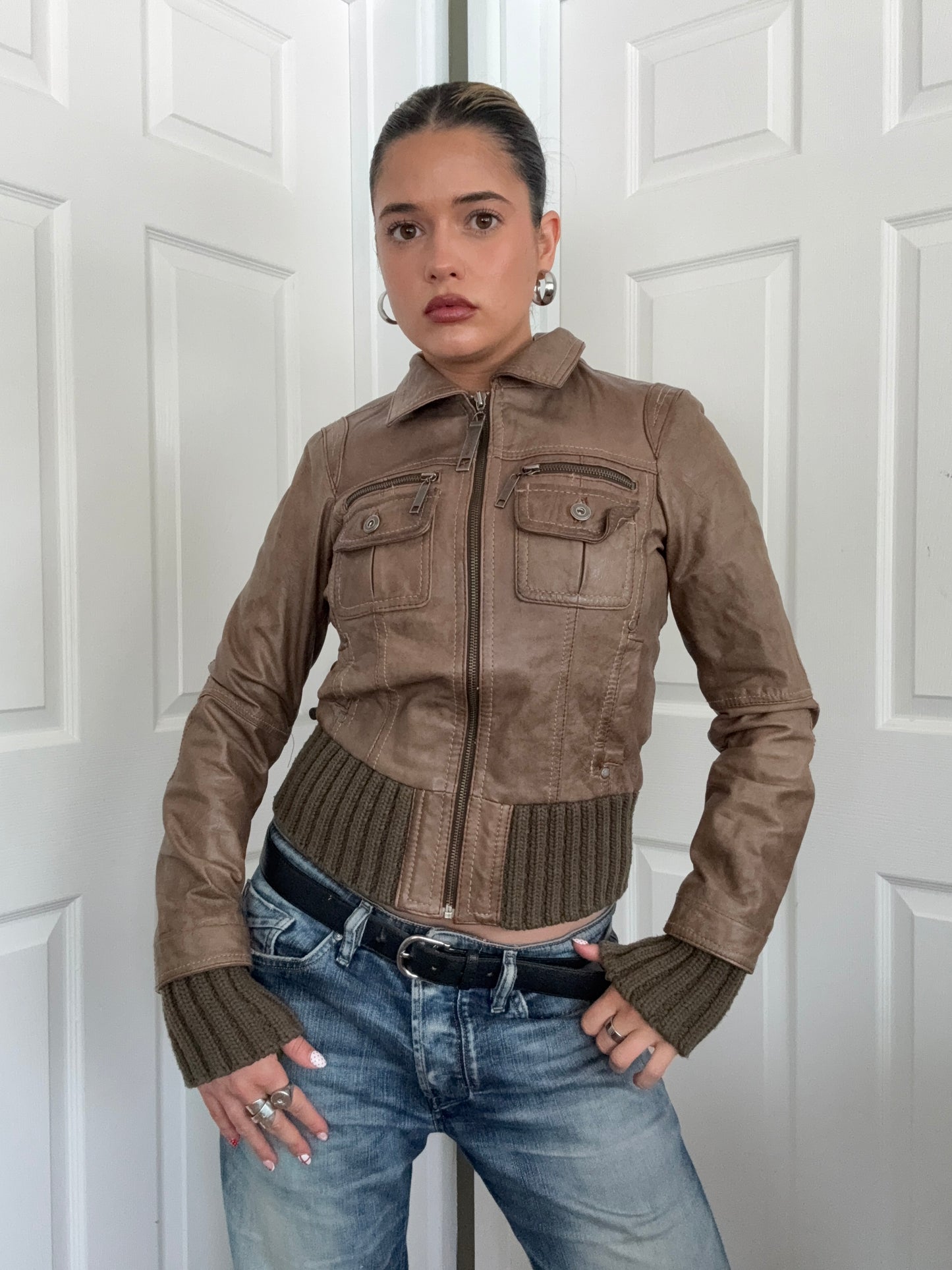 Leather Bomber Jacket (UK10)