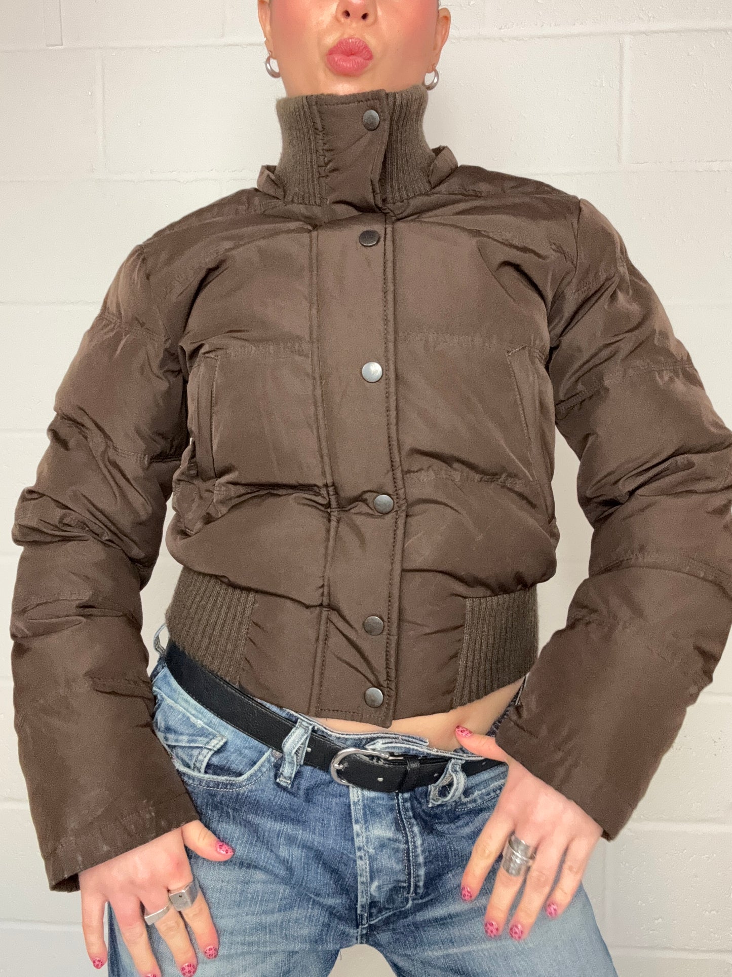 Brown Y2K Puffer Jacket (UK10)