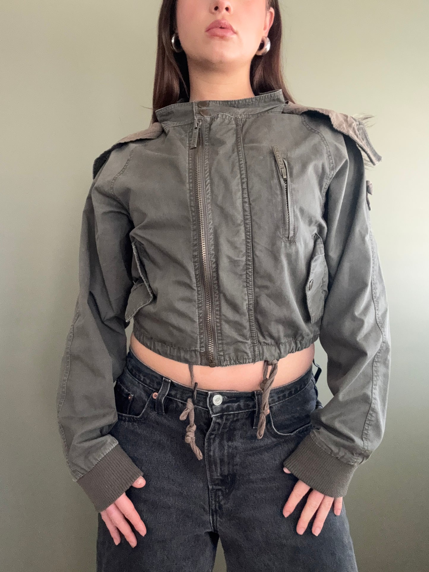 Khaki Bomber Jacket (UK6)