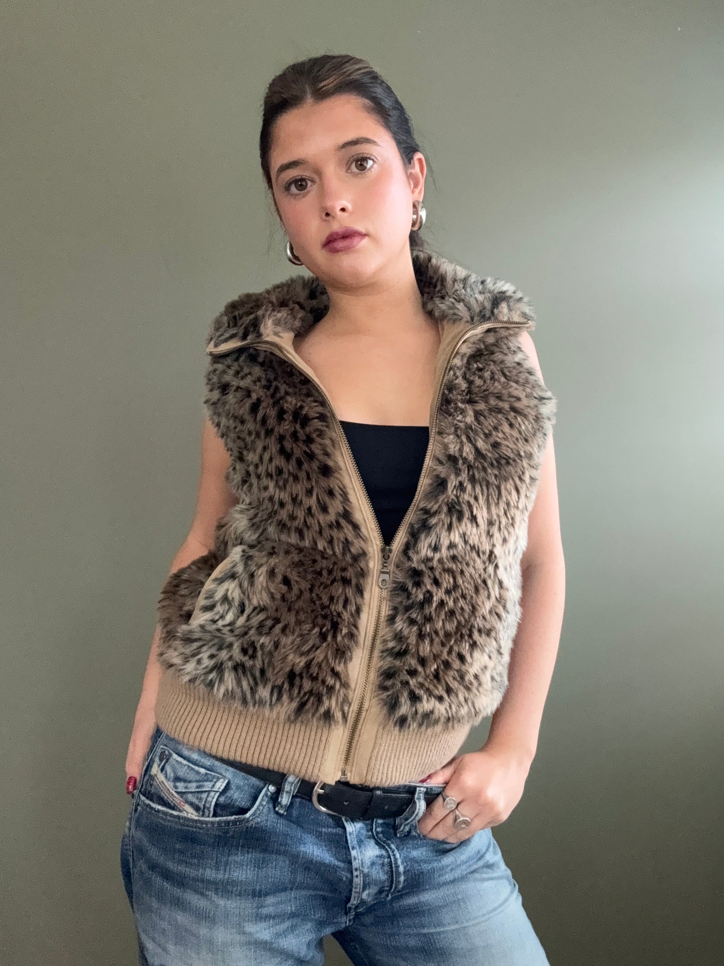 Faux Fur Leopard Gilet (UK12)