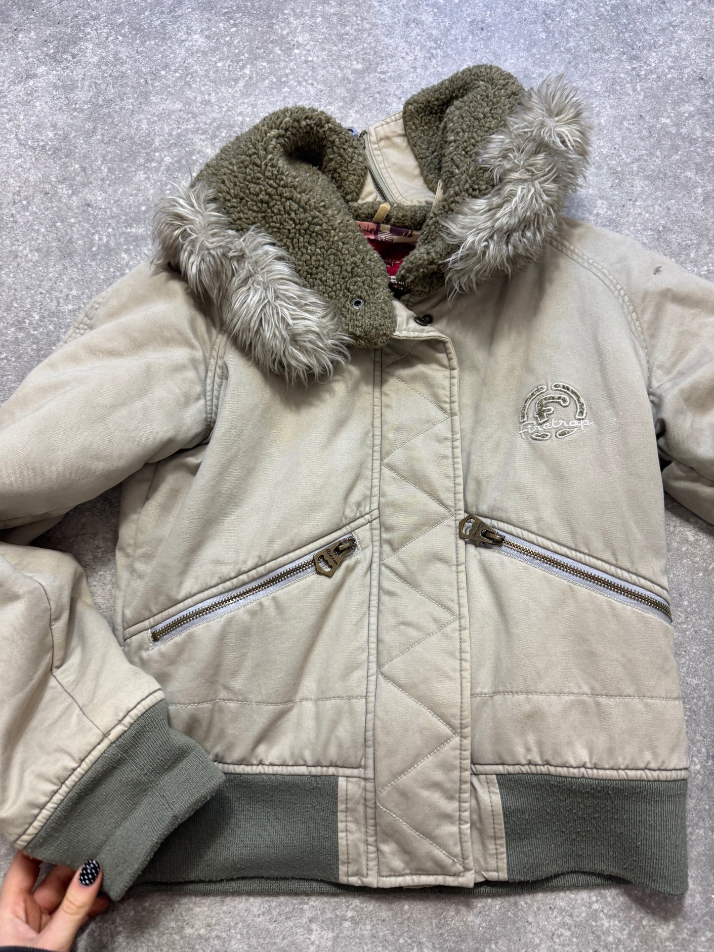 Khaki Firetrap Bomber Jacket (M)