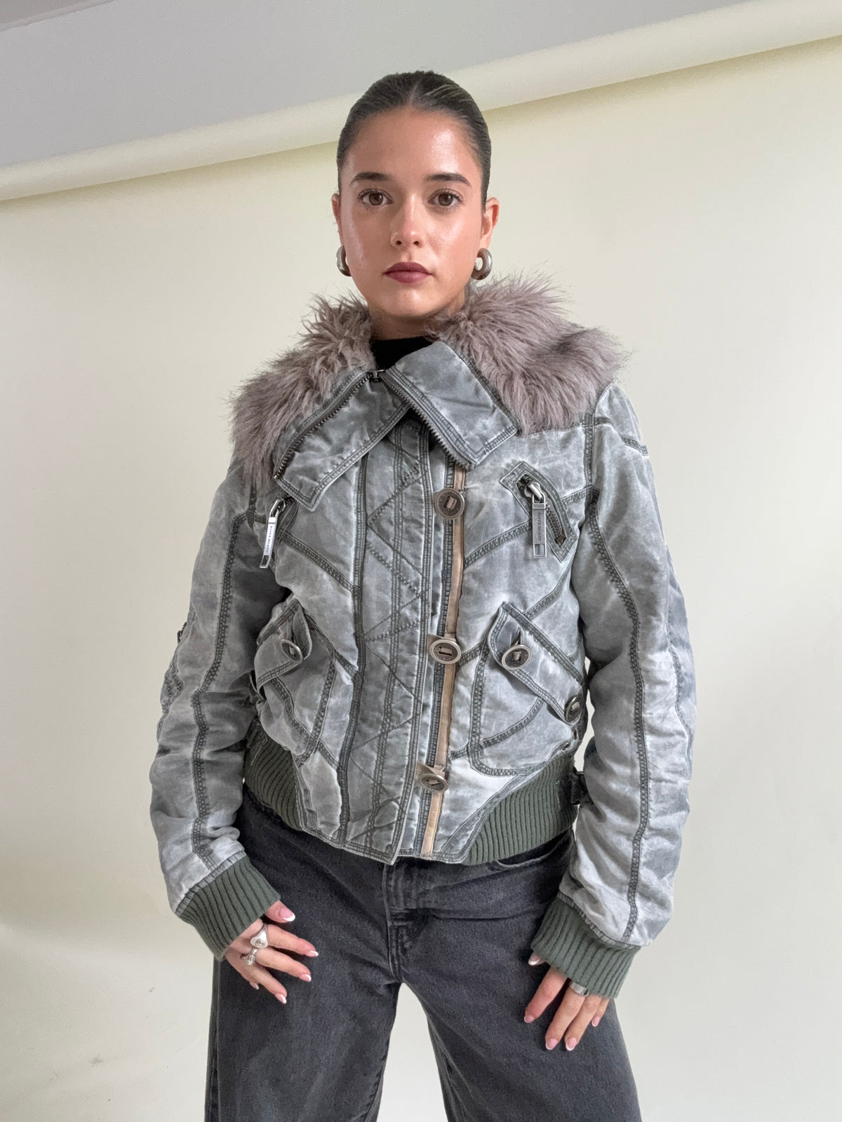Y2K Utility Bomber Jacket (UK10)