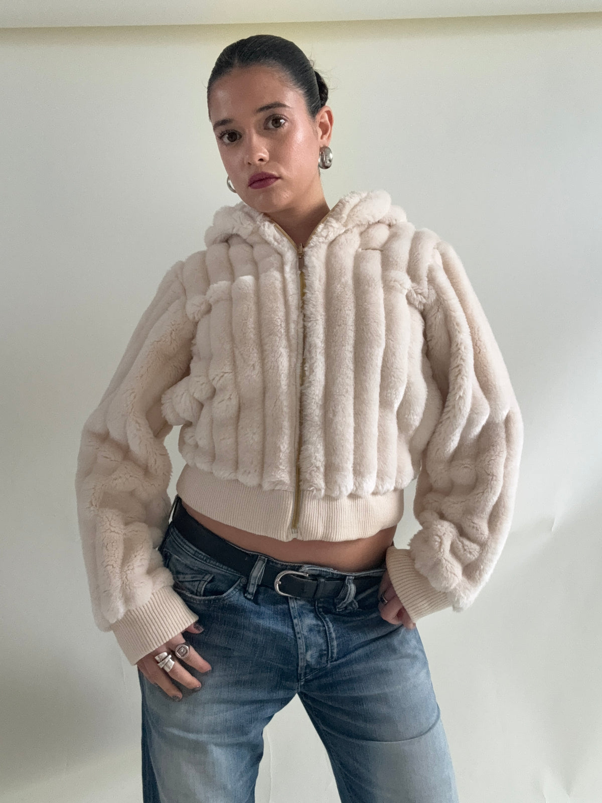 Faux Fur Hooded Jacket (XS)