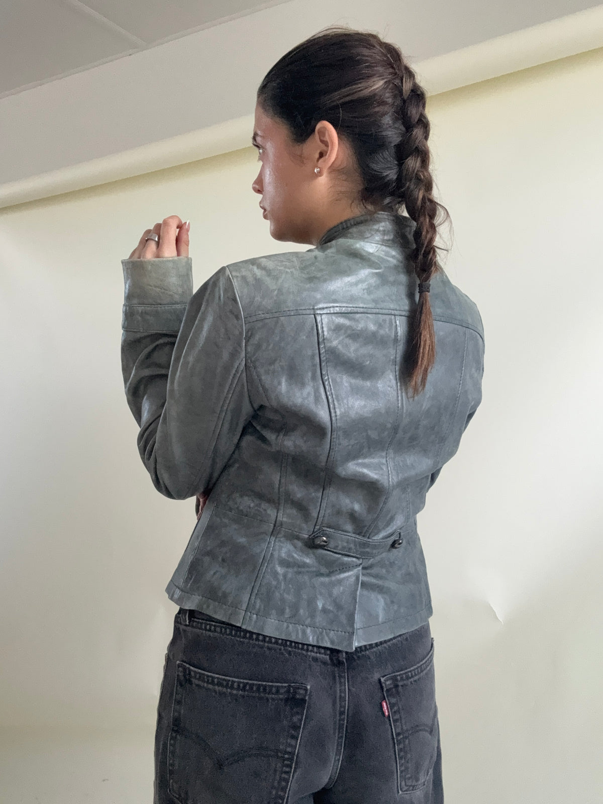 Vintage Leather Military Jacket (UK12)