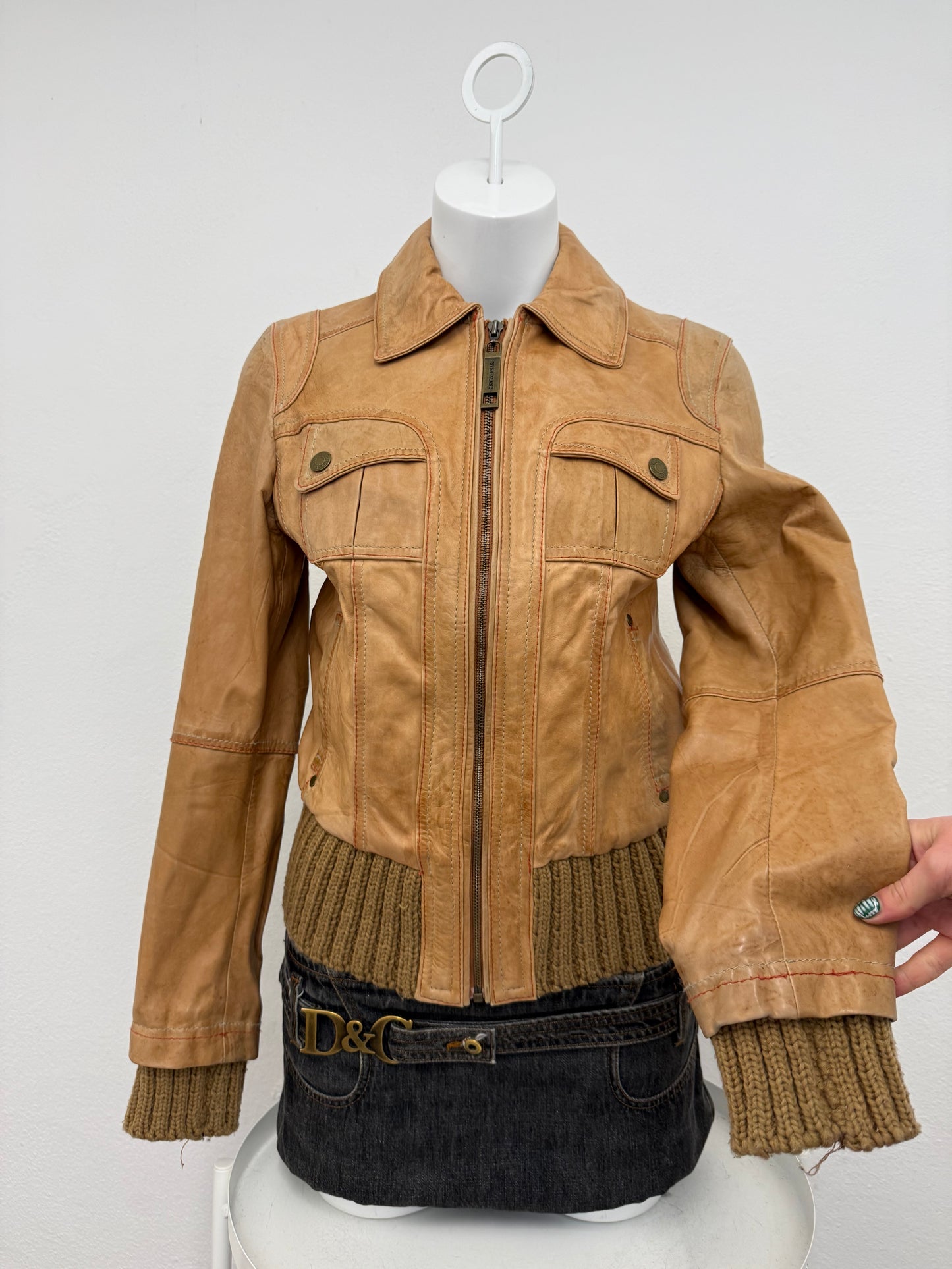 Leather Bomber Jacket (UK12)