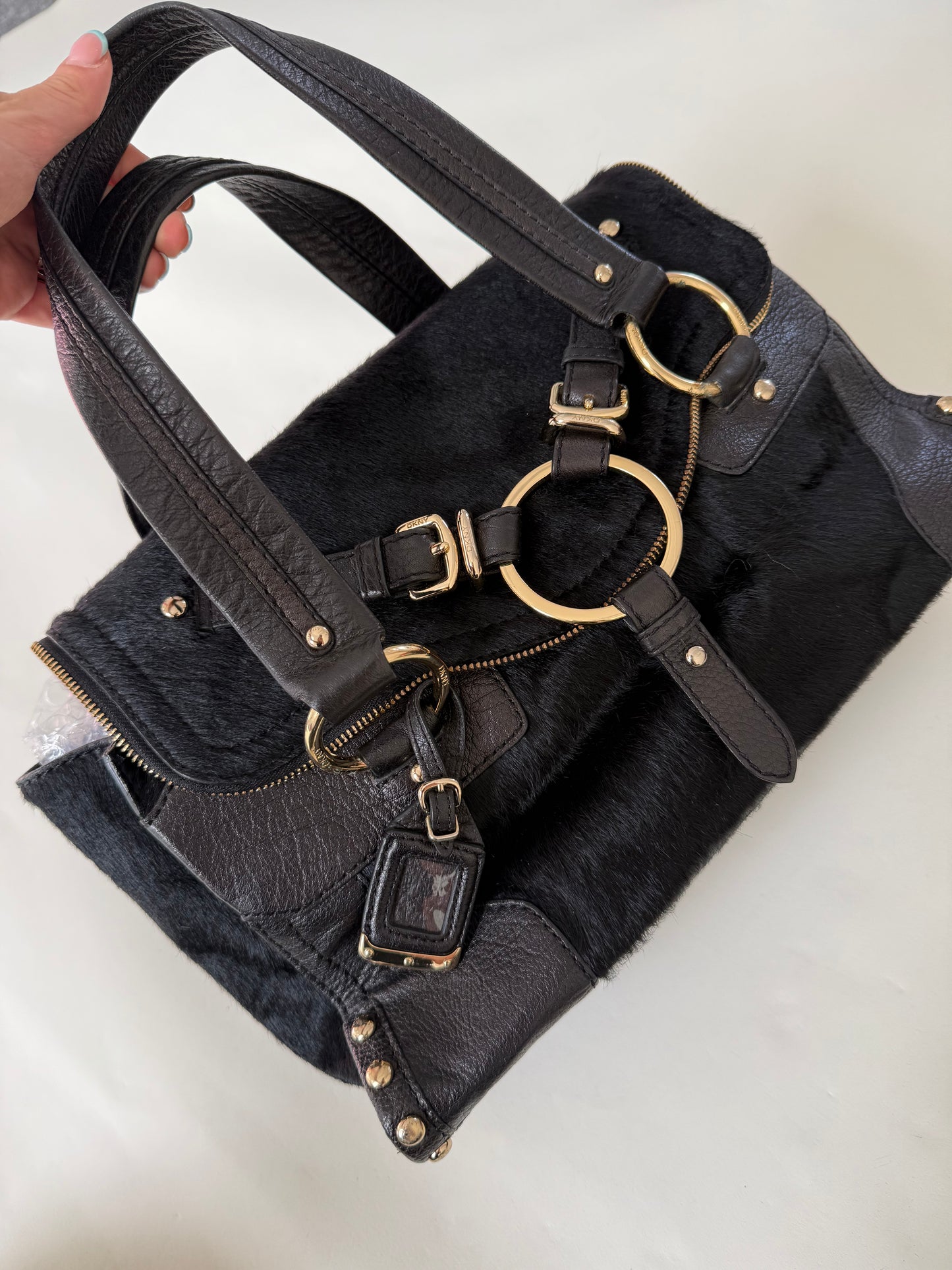 DKNY Pony Hair Studded Handbag