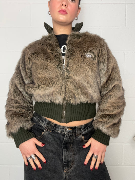 Faux Fur Bomber Jacket (UK12)