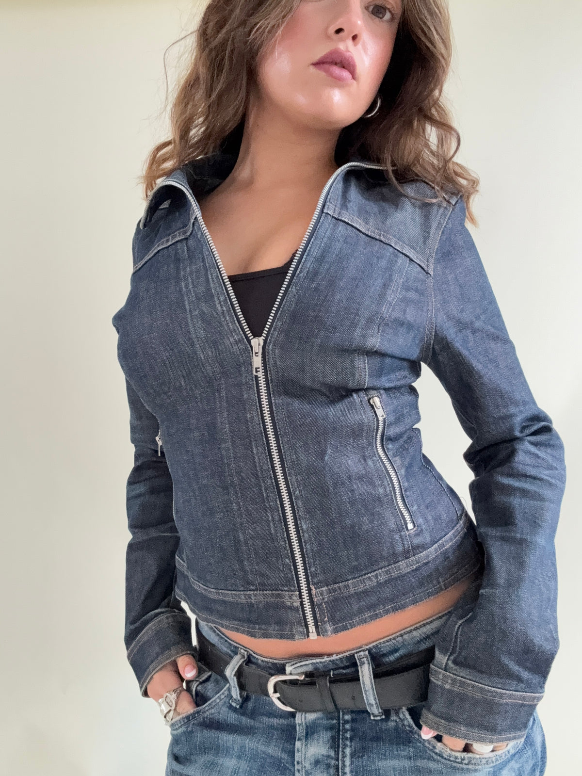 French Connection Asymmetric Denim Jacket (M)