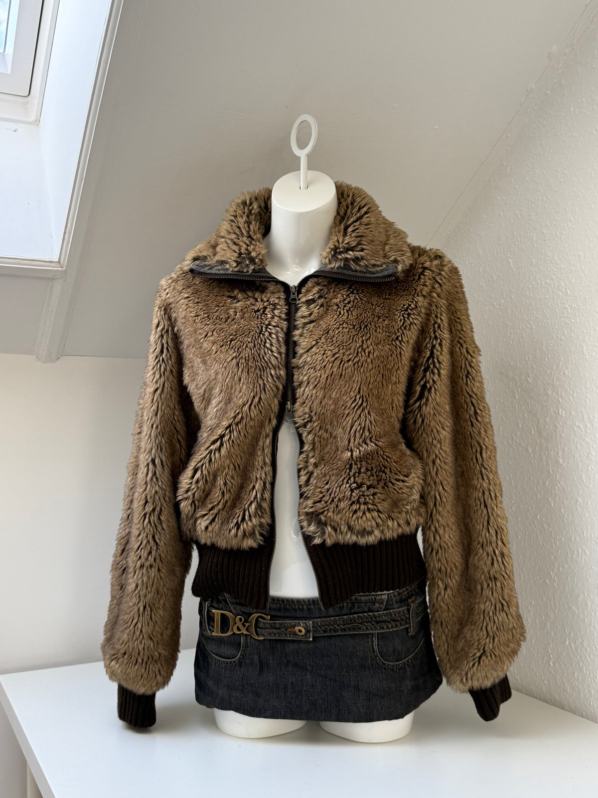 Faux Fur Bomber Jacket (UK16)