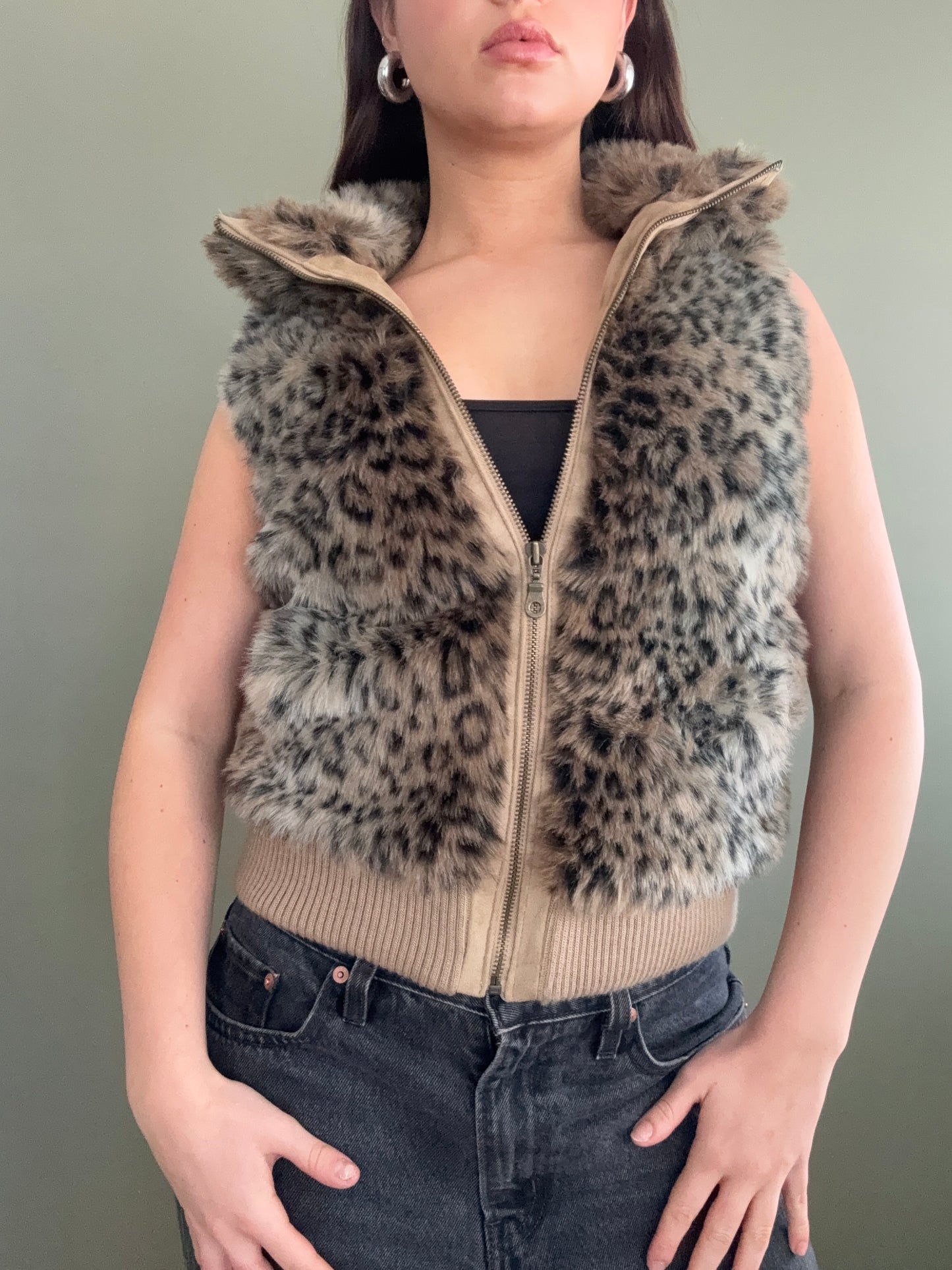 Faux Fur Leopard Gilet (UK10)