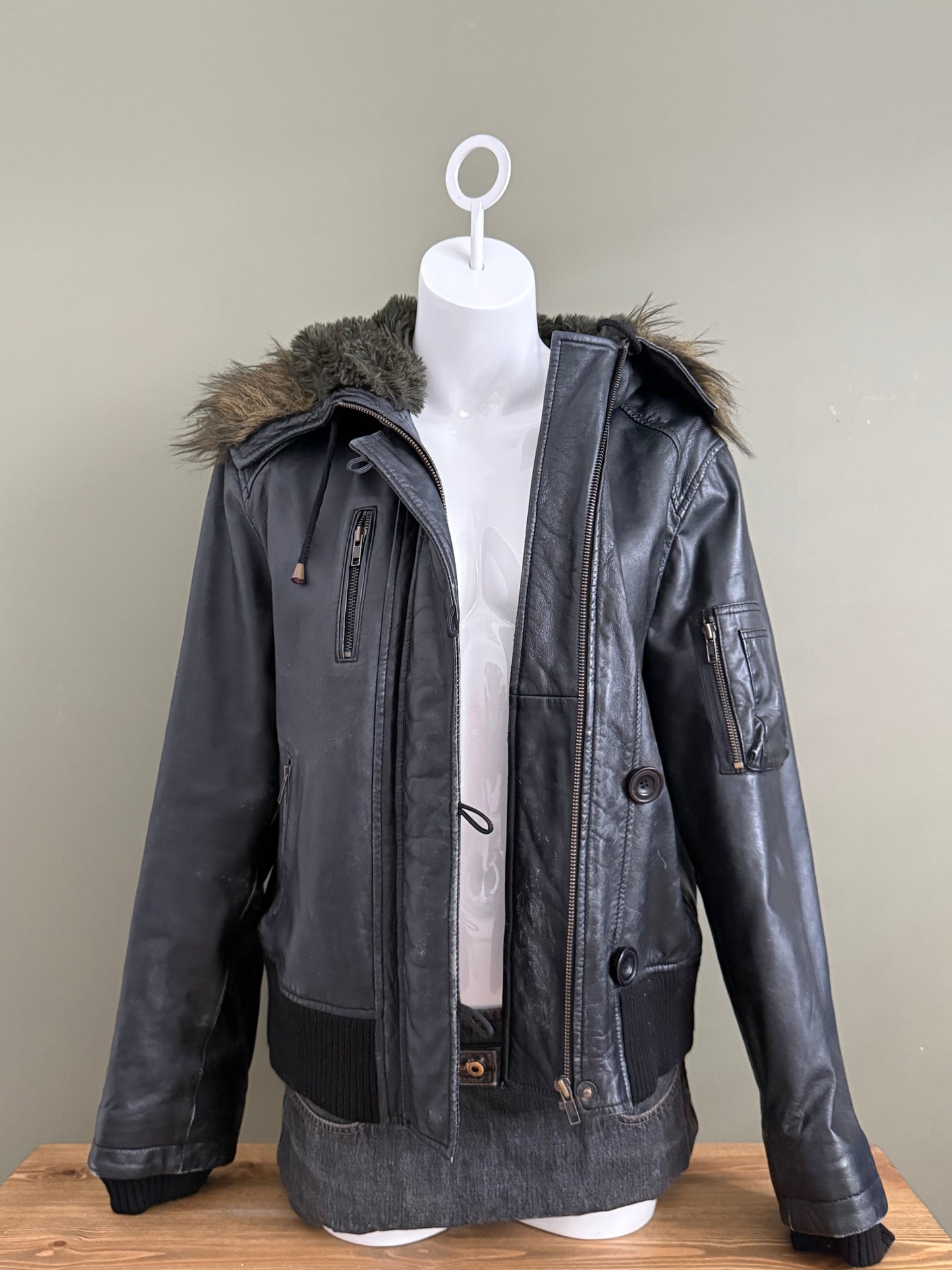 Joe Browns Leather Utility Jacket (UK18)