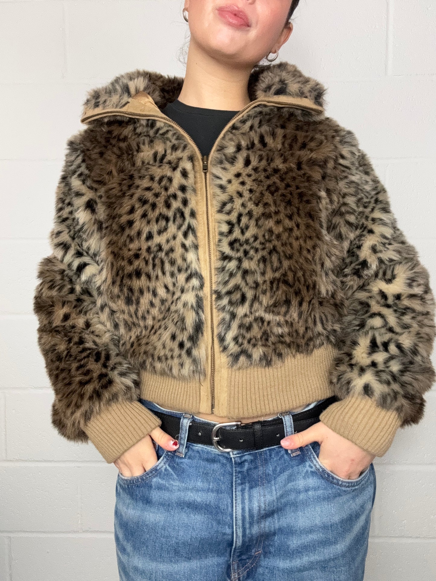 Leopard Faux Fur Jacket (UK8)