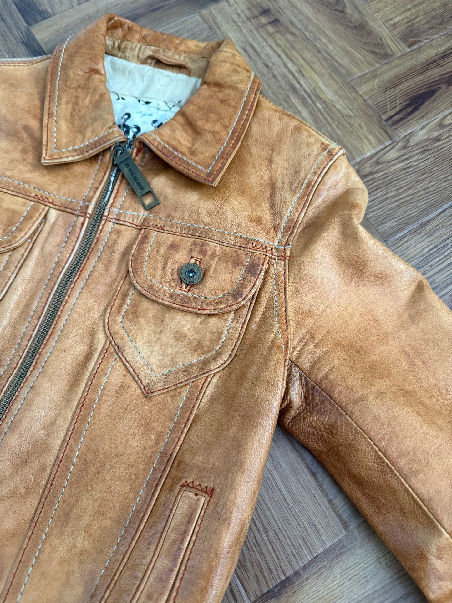 Vintage Leather Bomber Jacket (UK10)