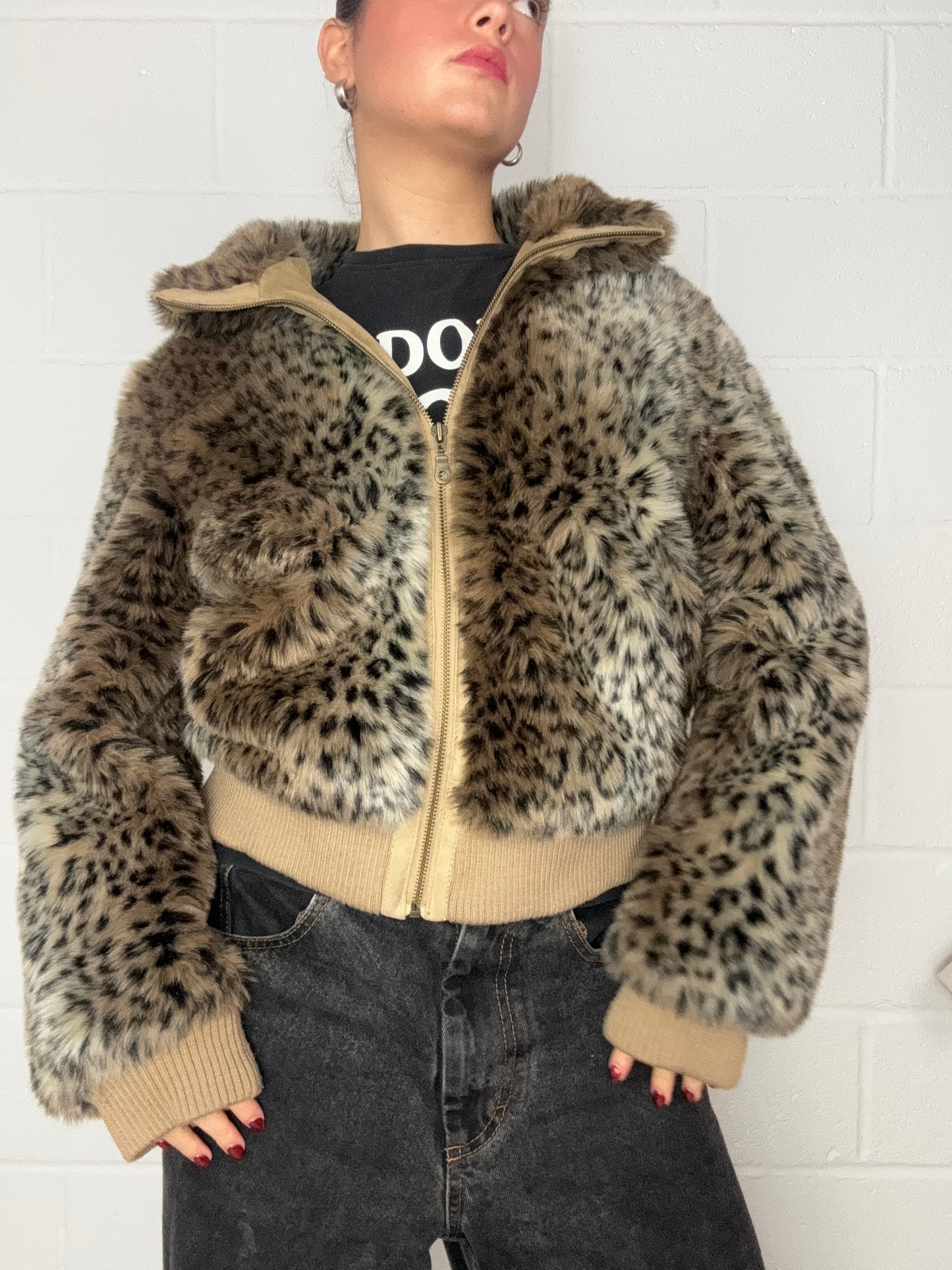 Leopard Faux Fur Jacket (UK16)