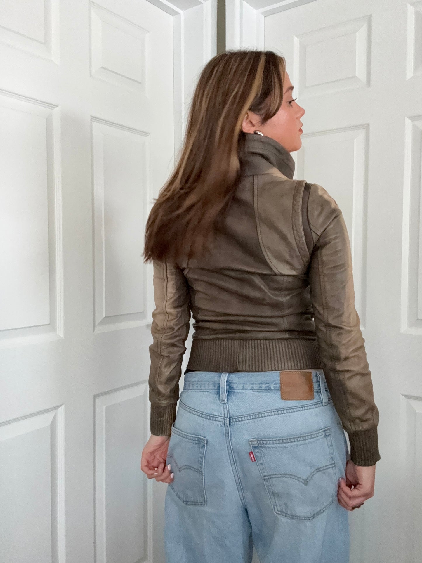 Allsaints Leather Fitted Jacket (UK8)