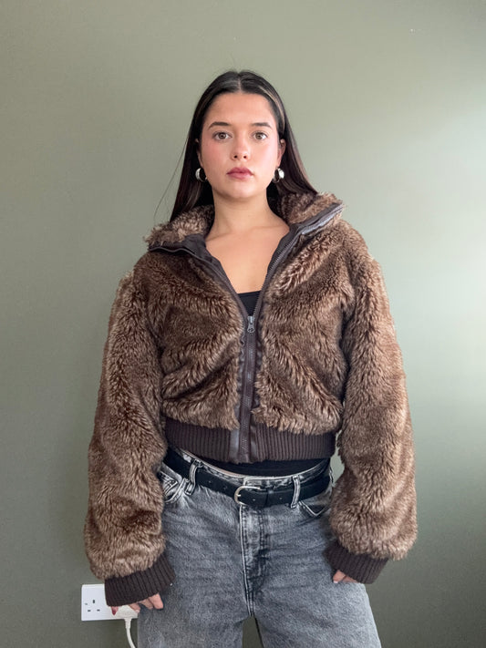 Faux Fur Bomber Jacket (M)