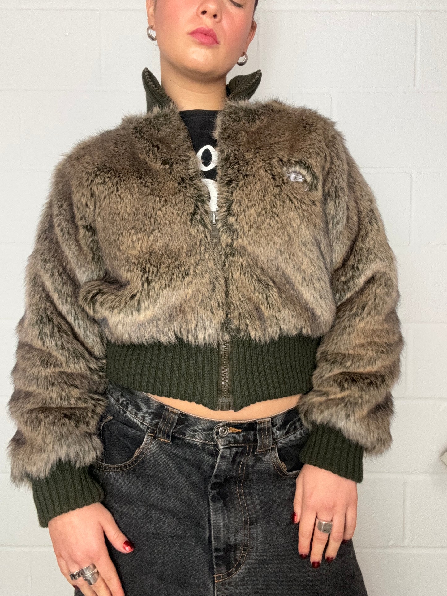 Faux Fur Bomber Jacket (UK12)