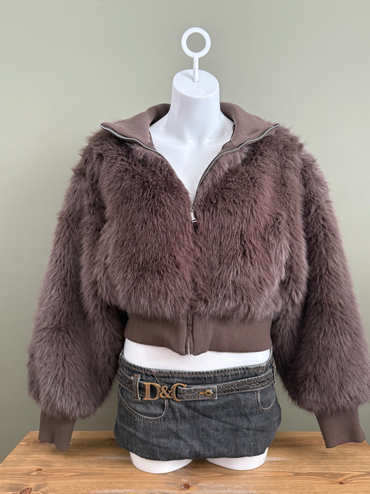 Faux Fur Bomber Jacket (M)