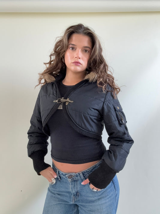 Cropped Y2K Puffer Jacket (M)