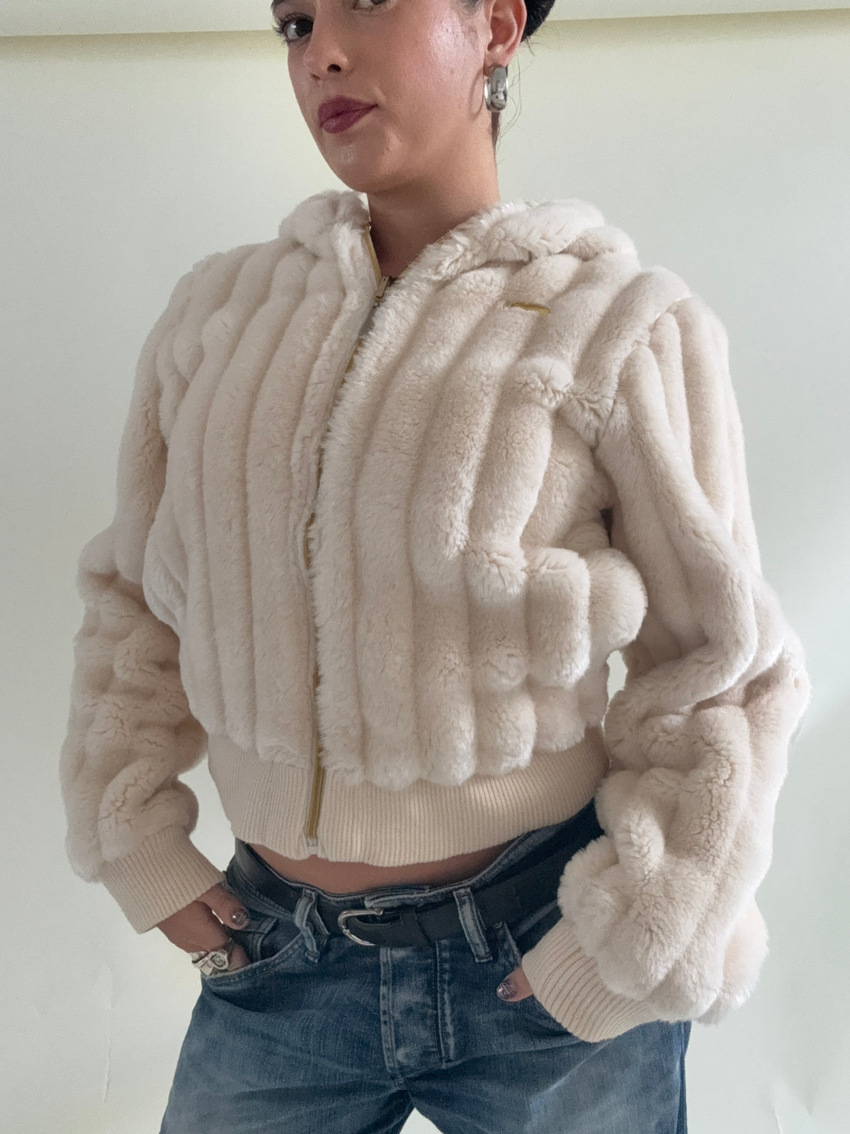 Faux Fur Hooded Jacket (XS)