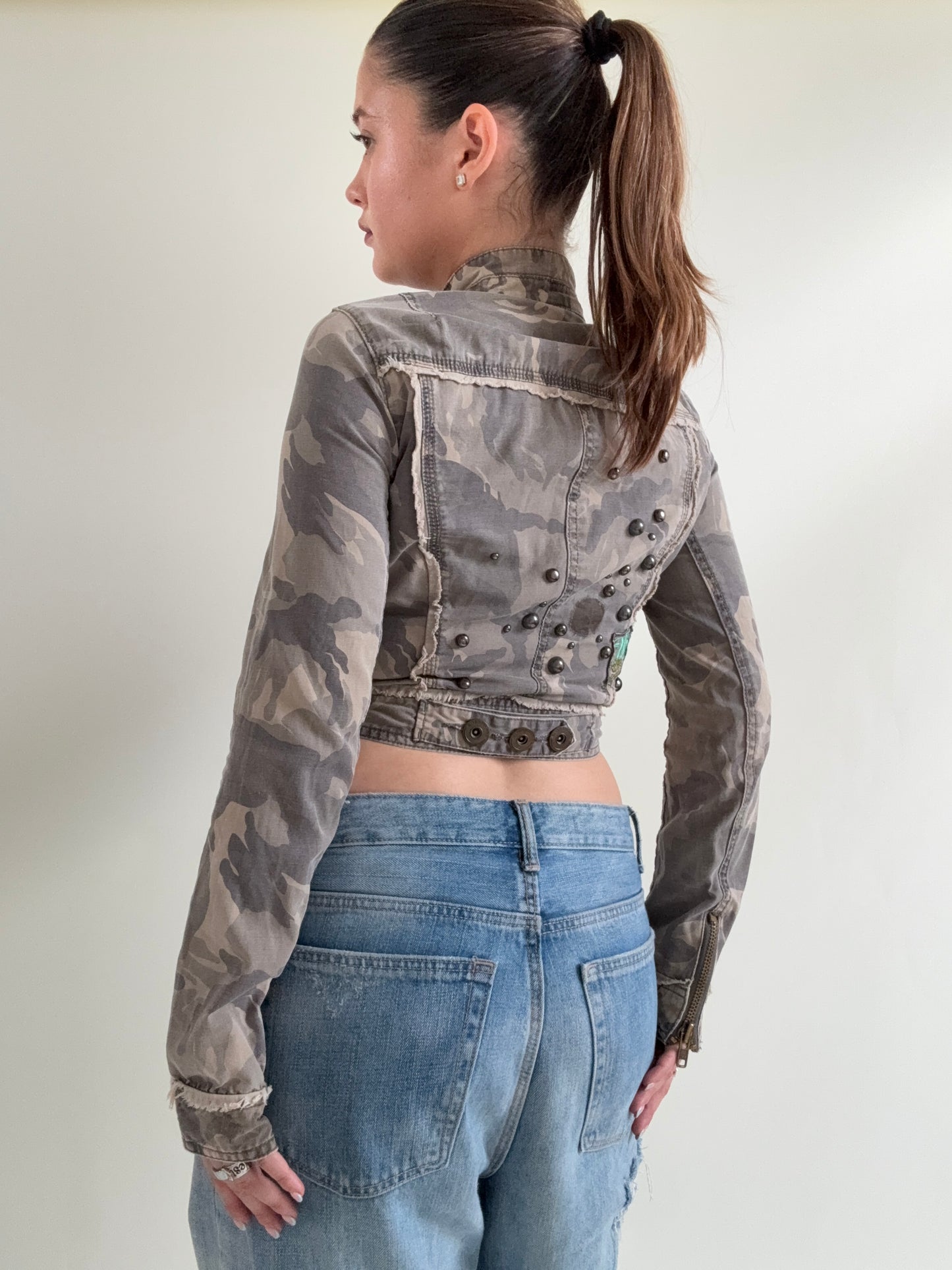 Cropped Camouflage Y2K Jacket (UK10)
