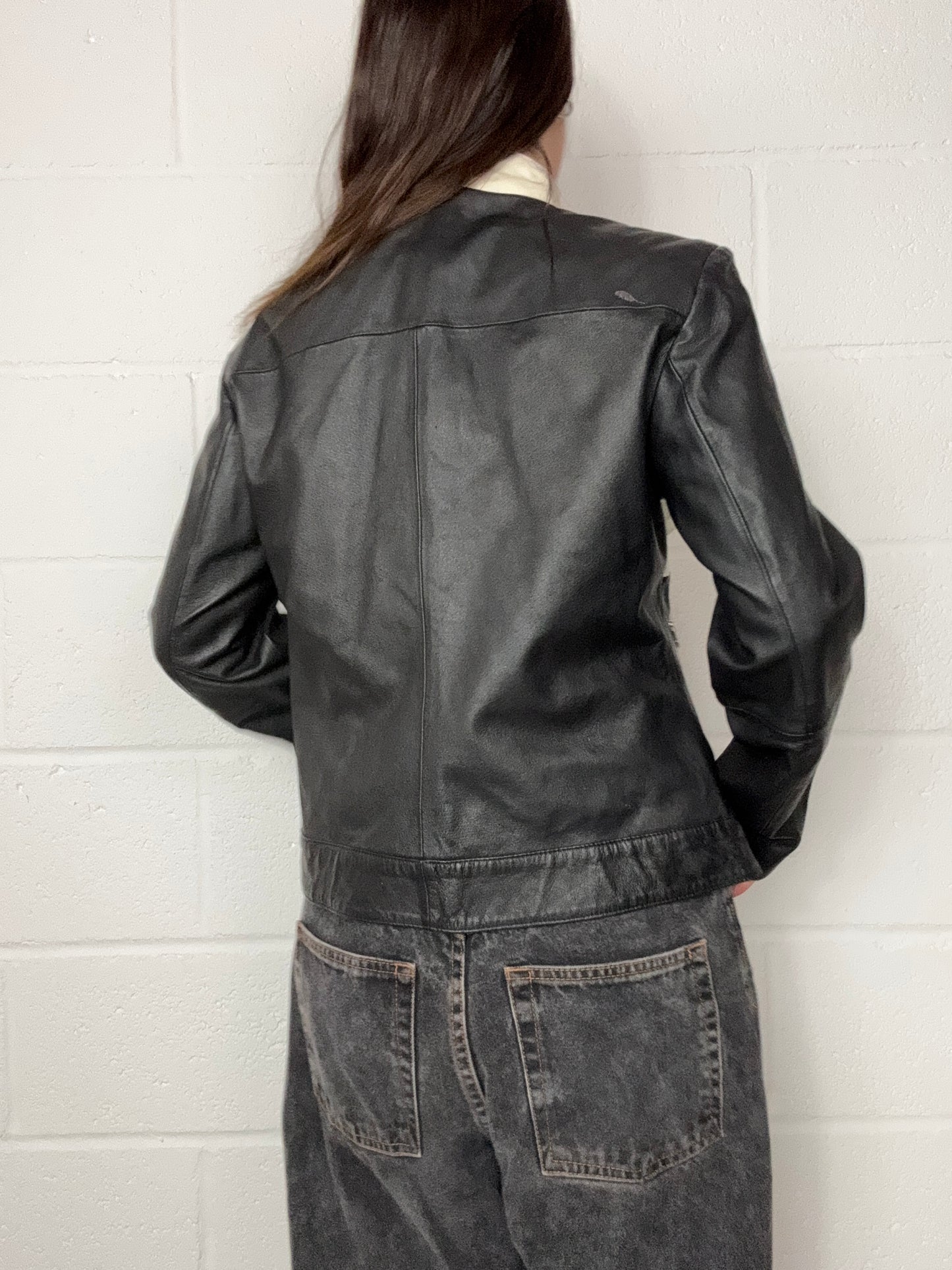 Vintage Leather Biker Jacket (S)