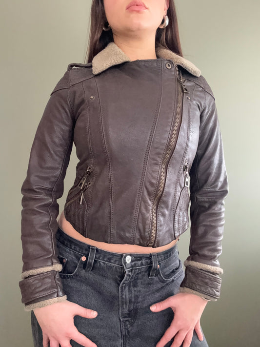 Leather Aviator Jacket (UK6)