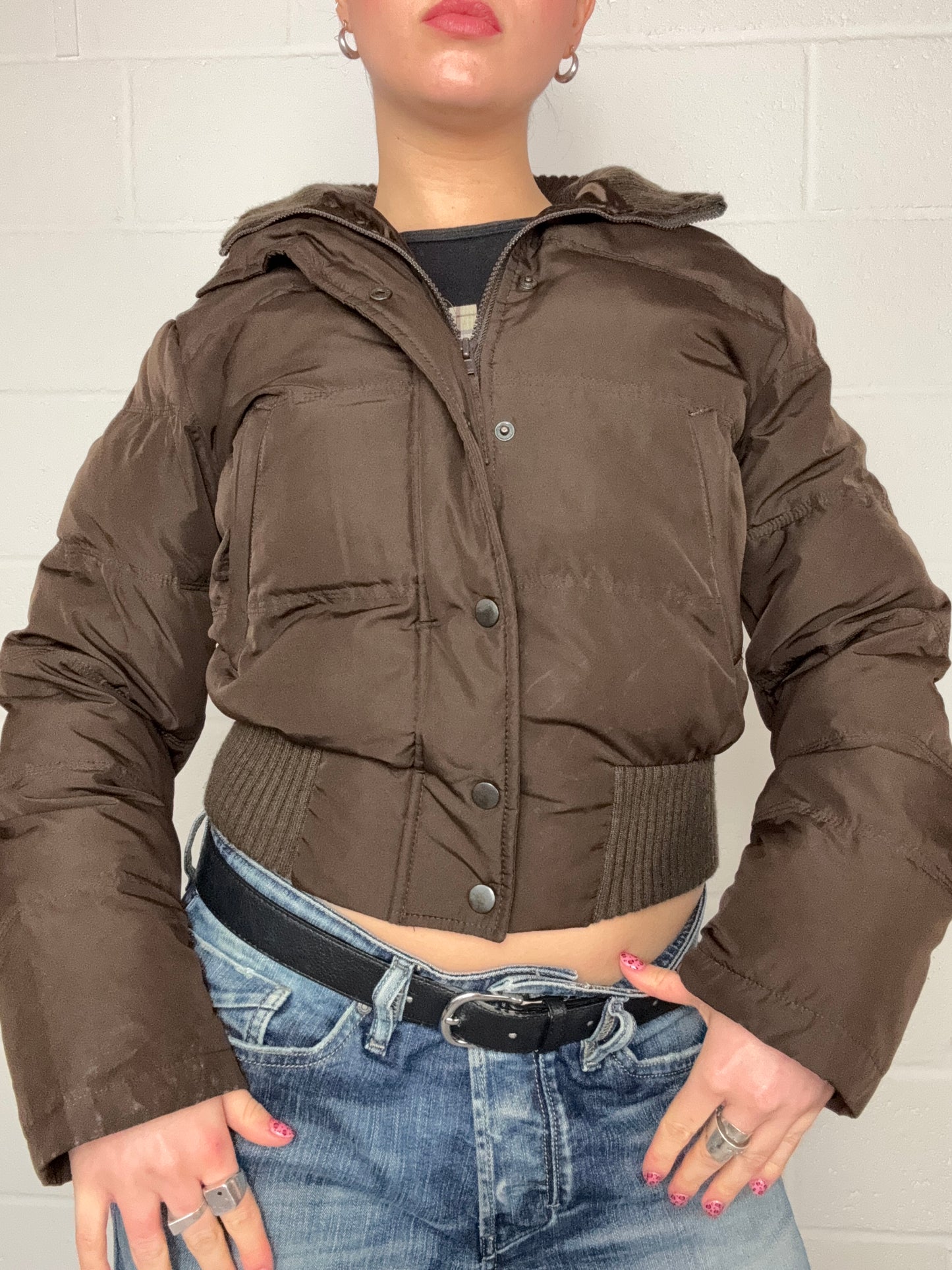 Brown Y2K Puffer Jacket (UK10)