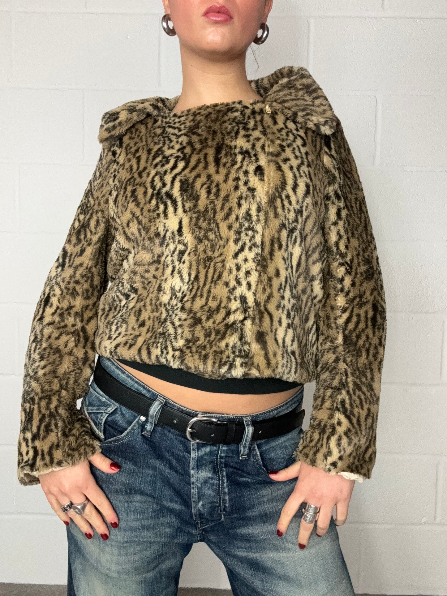 Y2K Leopard Faux Fur Jacket