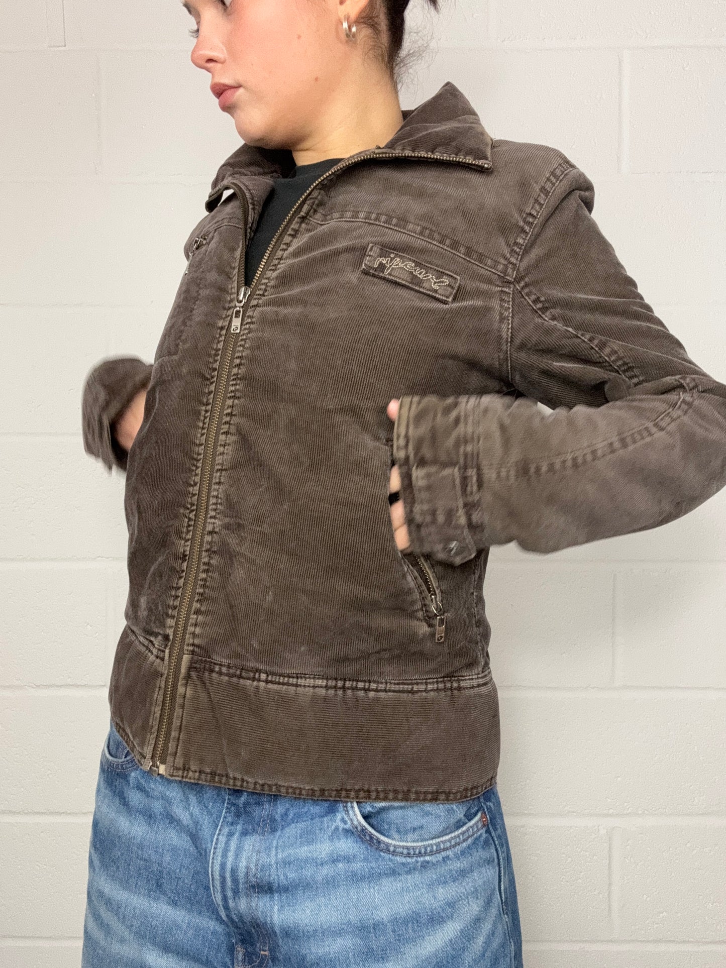 Vintage Brown Corduory Bomber Jacket (M)