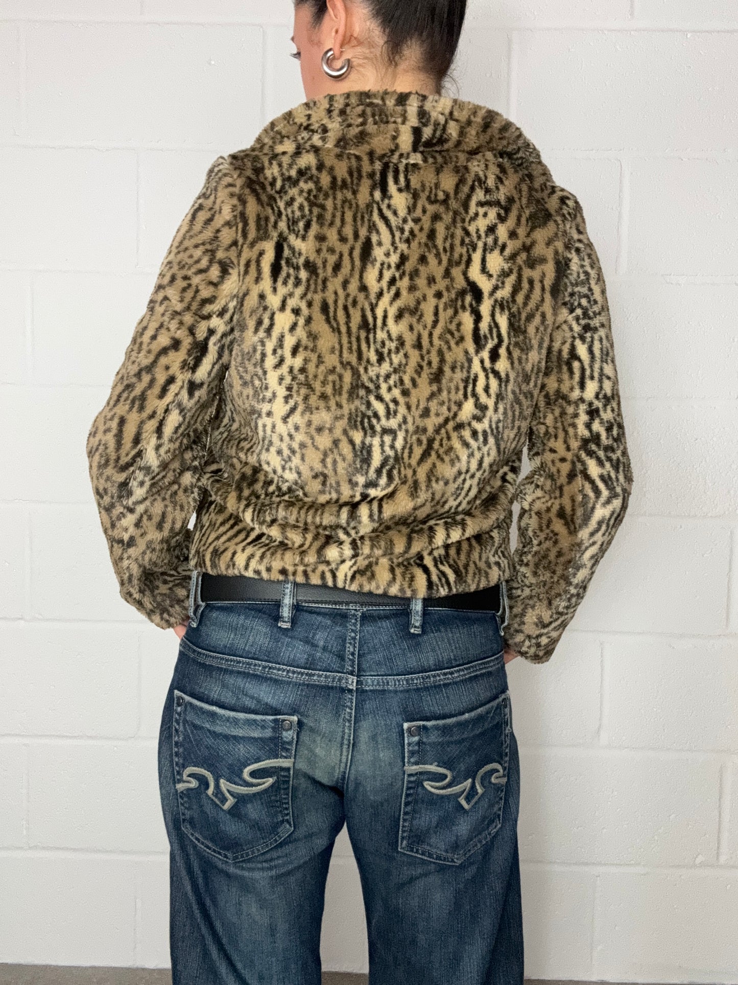 Y2K Leopard Faux Fur Jacket