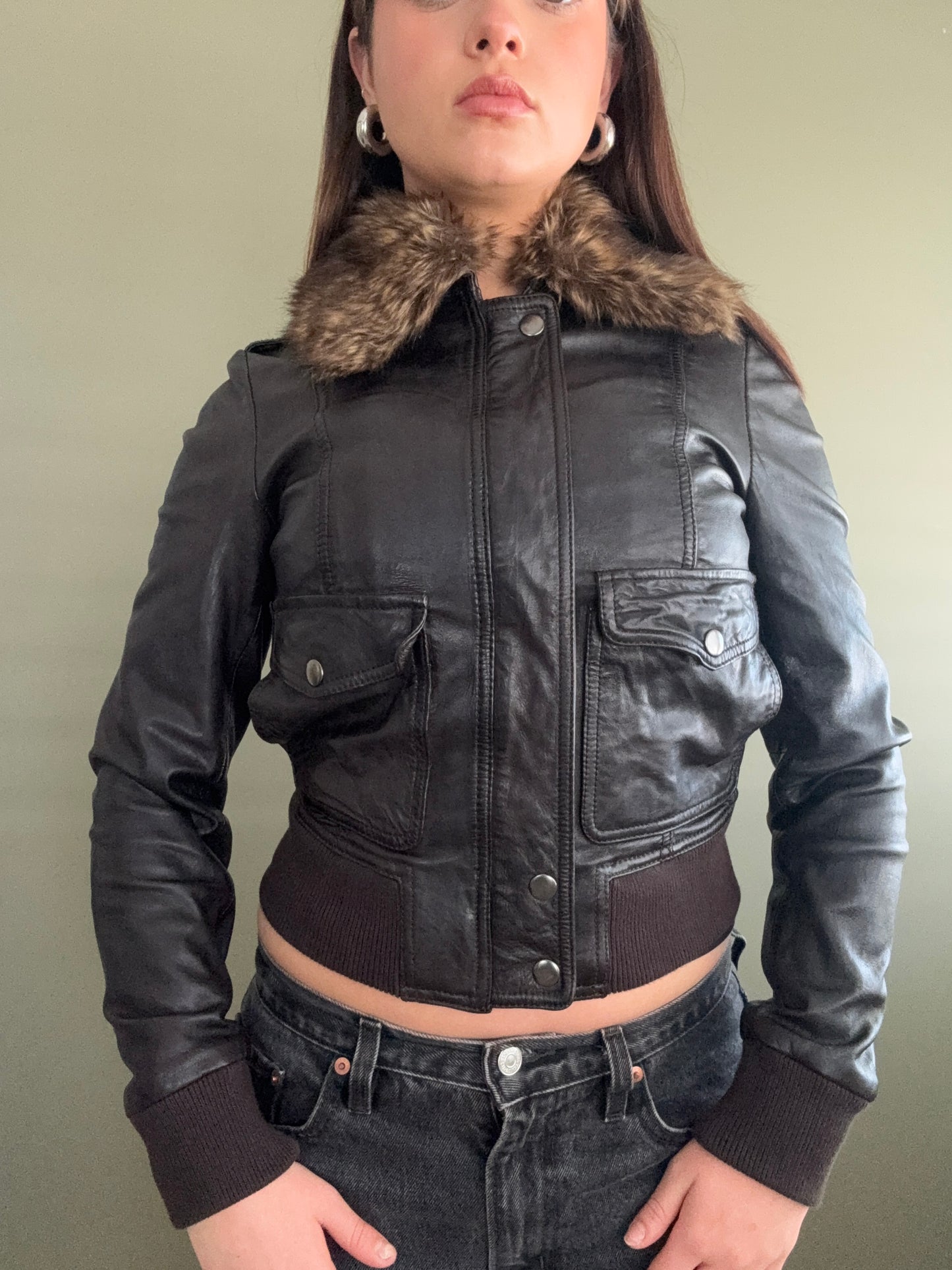 Leather Fitted Jacket (UK8)