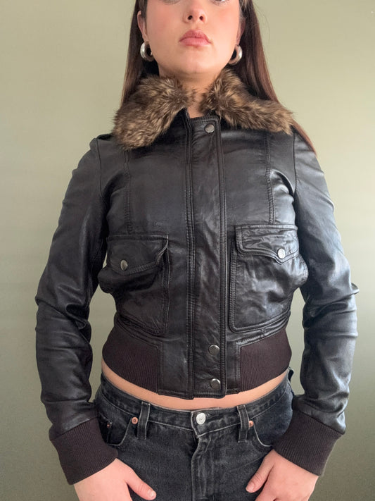 Leather Fitted Jacket (UK8)