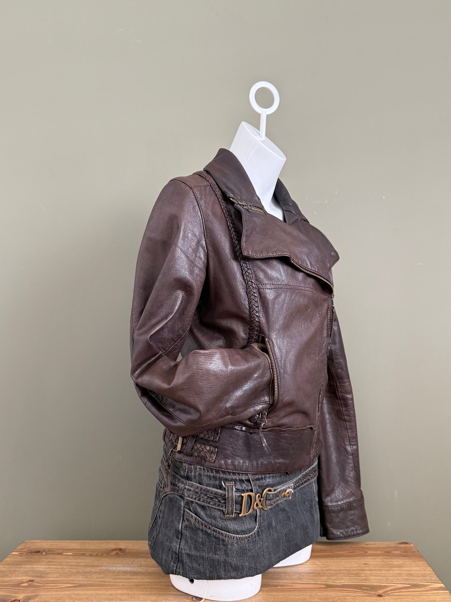 Allsaints Leather Braided Jacket (UK12)