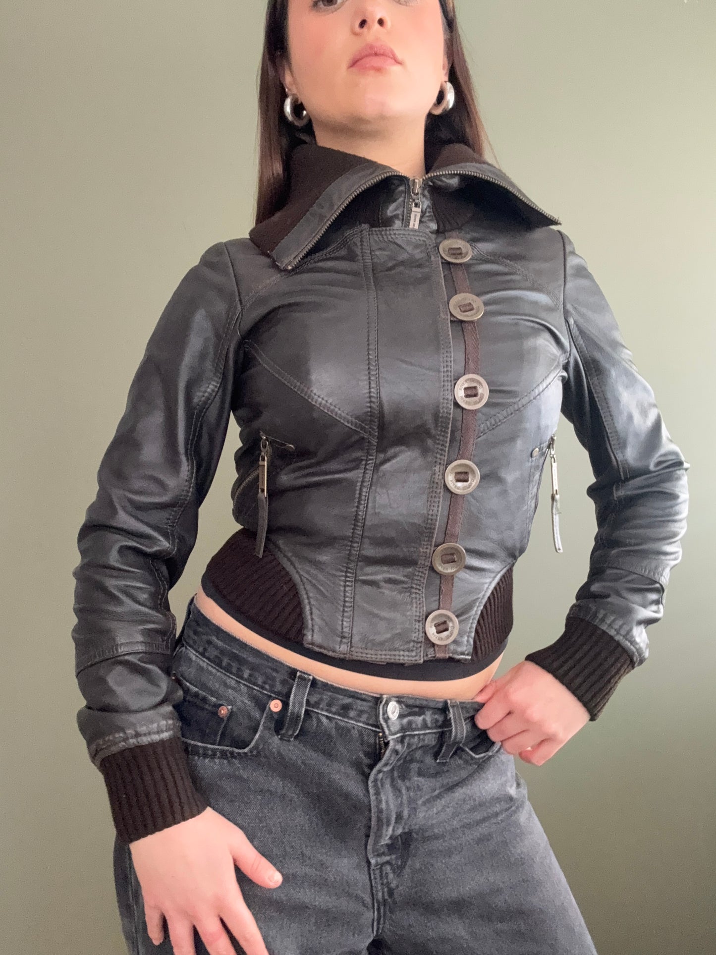 Fitted Leather Jacket (UK8)