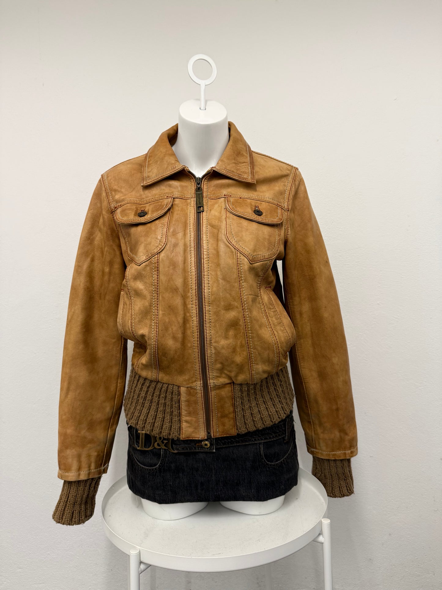 Leather Bomber Jacket (UK16)