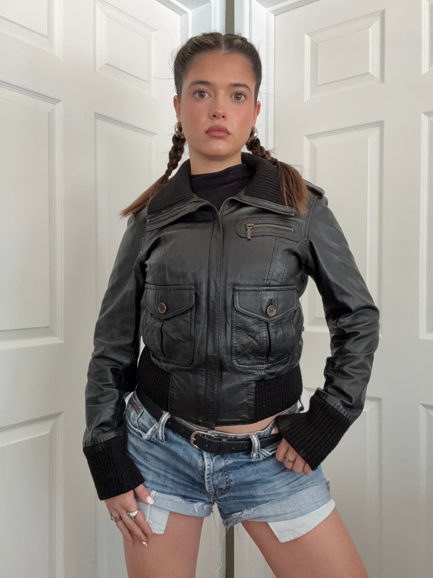 Leather Bomber Jacket (UK12)