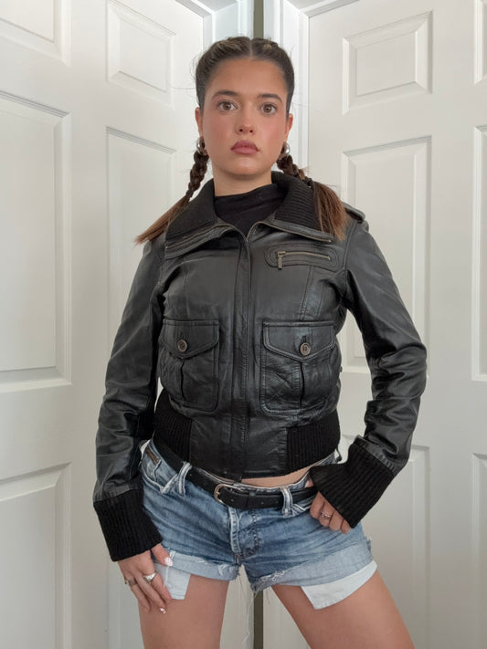 Leather Bomber Jacket (UK12)