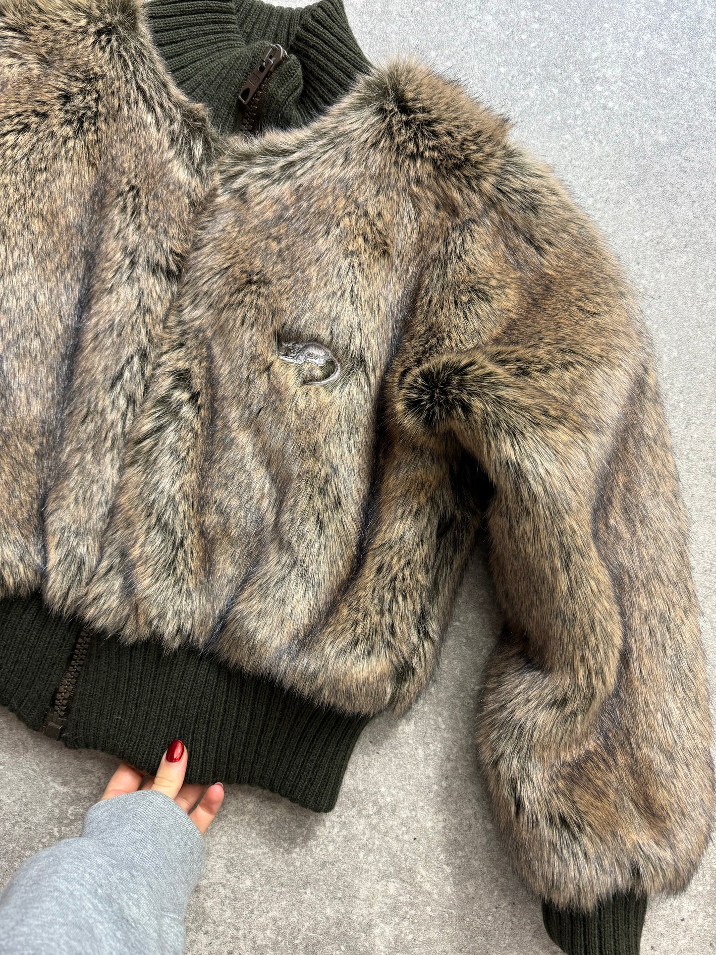 Faux Fur Bomber Jacket (UK12)