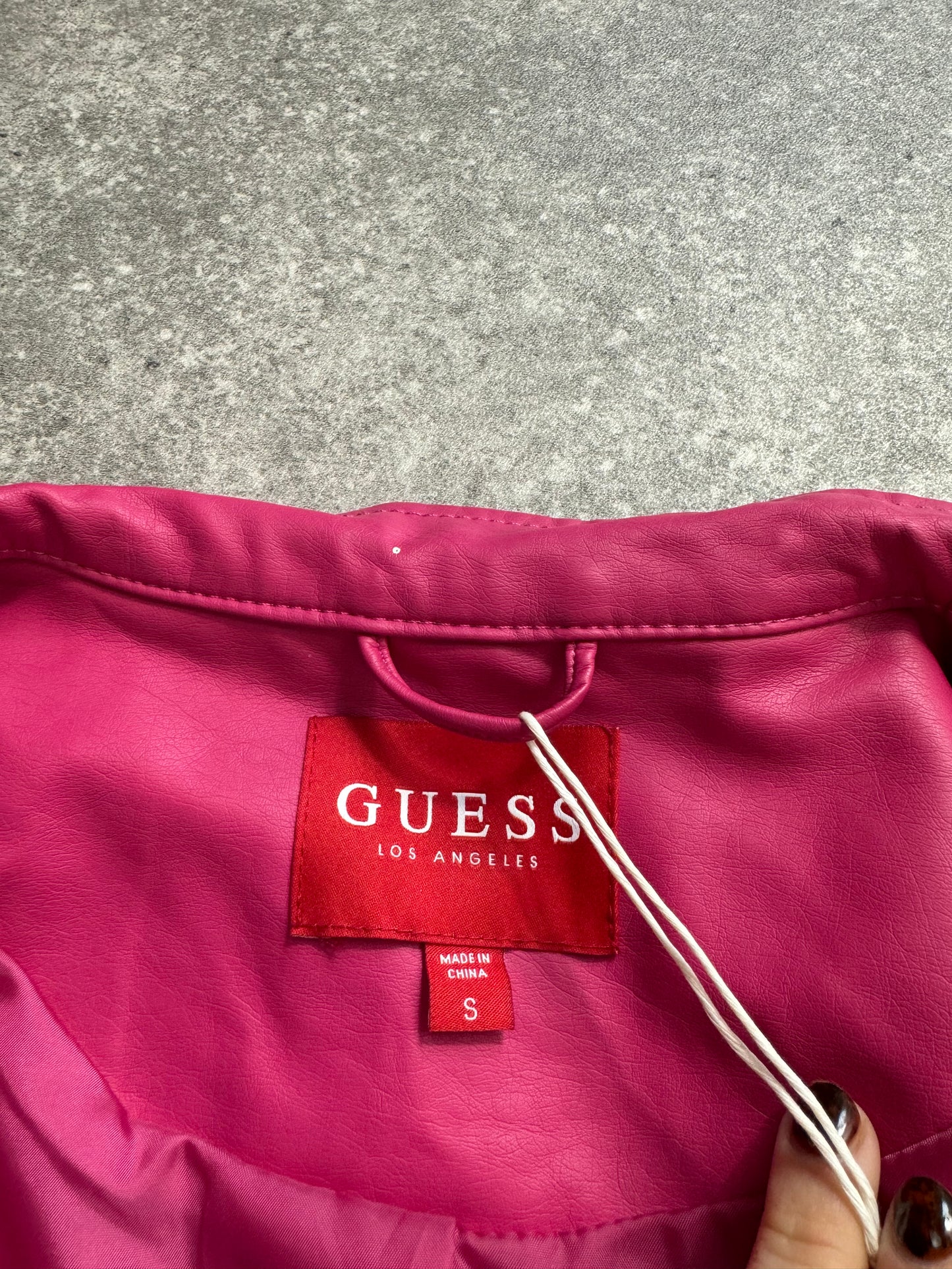 Pink Guess Faux Leather Jacket (S)