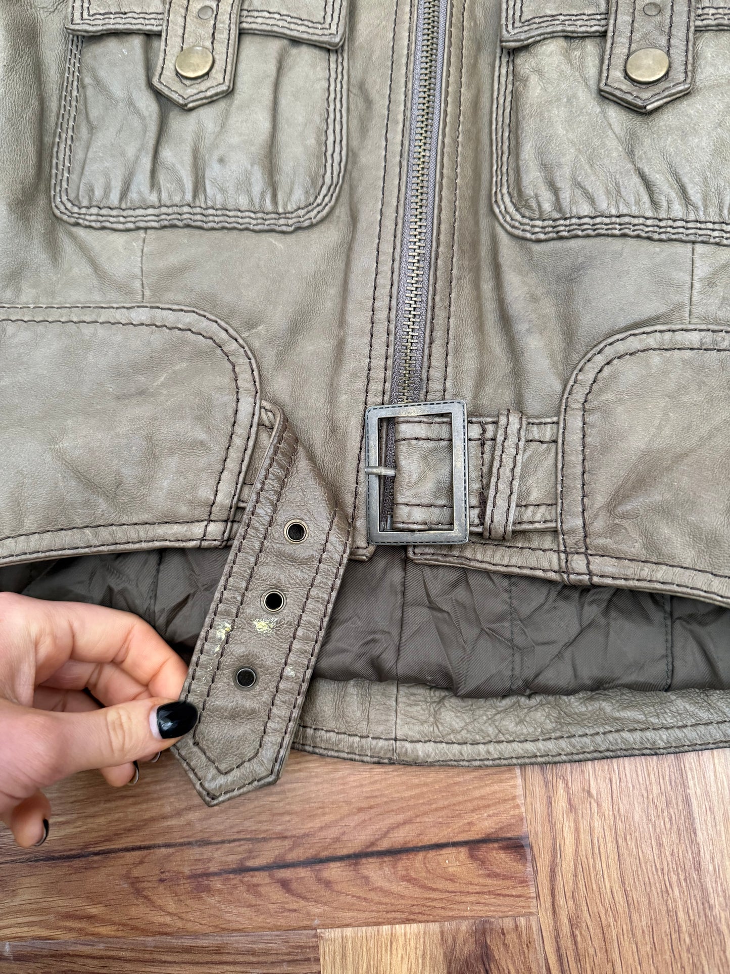 Jane Norman Leather Cropped Jacket (UK10)