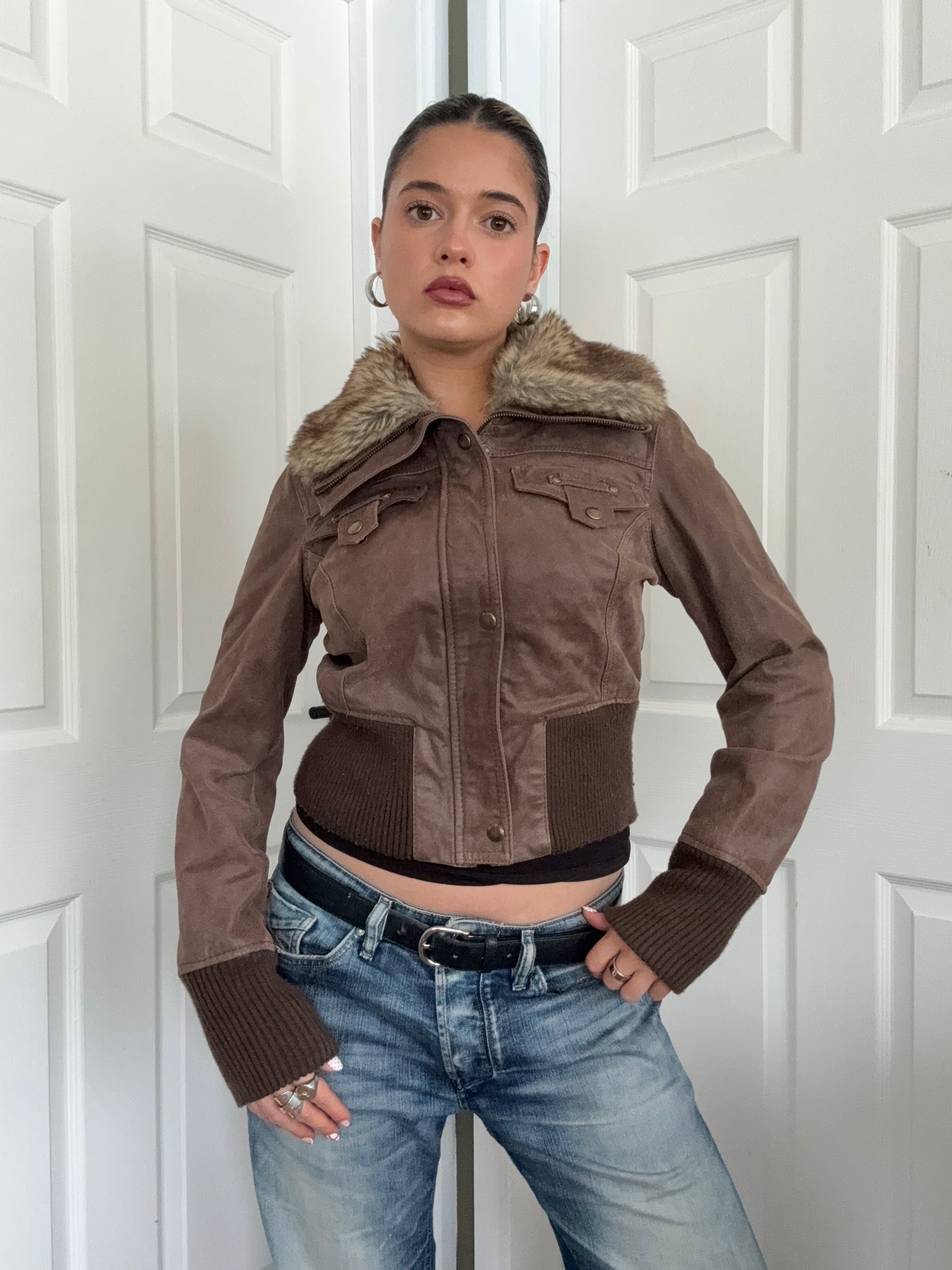 Leather Bomber Jacket (UK12)
