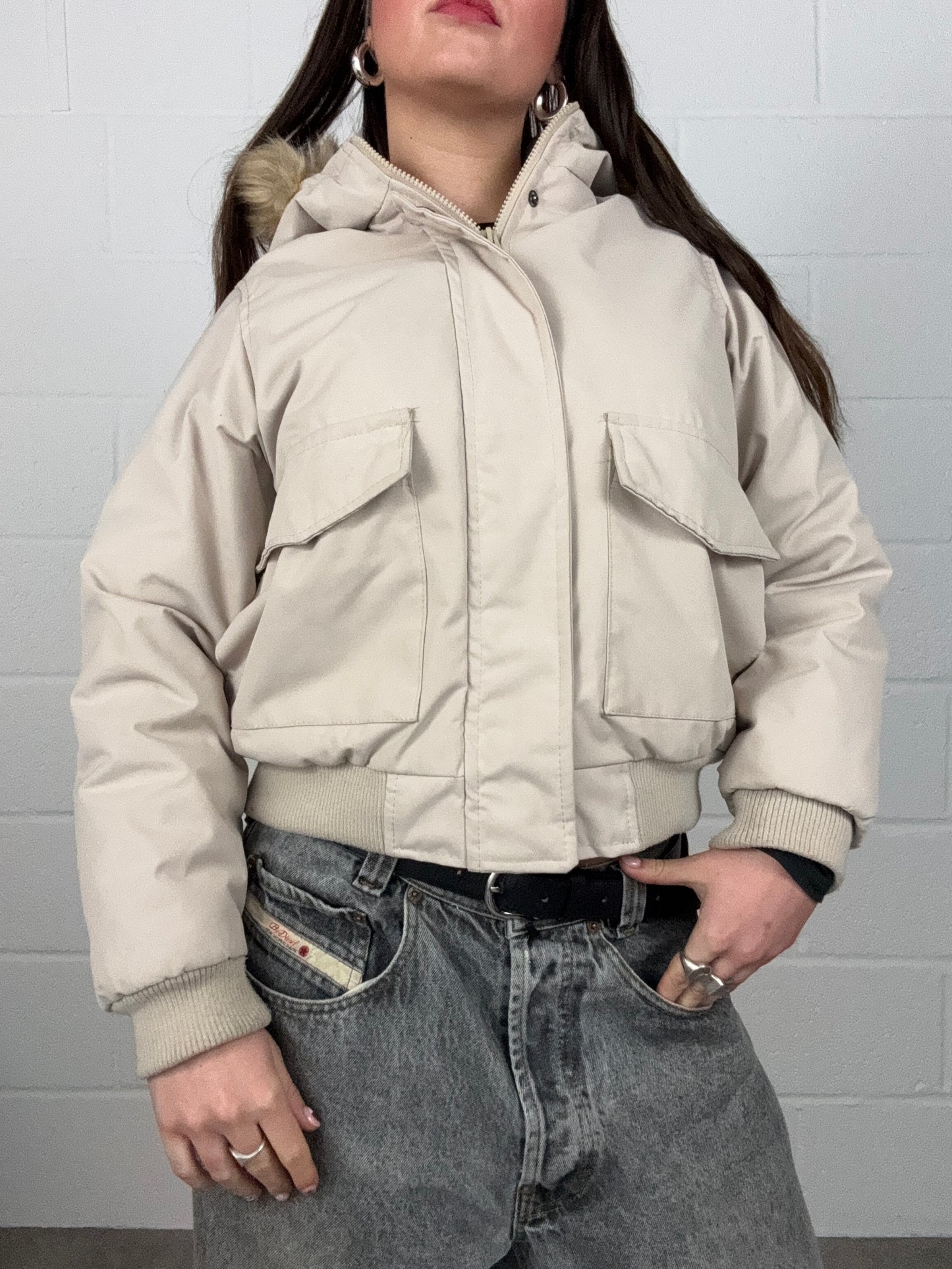 Beige Bomber Jacket (S)