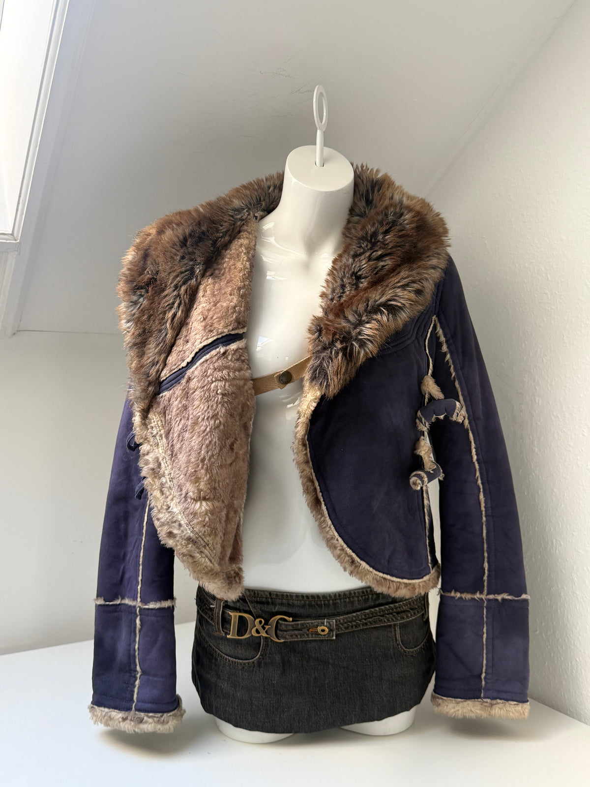 Miss Sixty Purple Faux Fur Jacket (L)