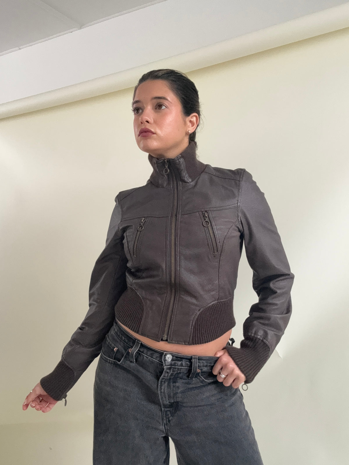 Jane Norman Leather Bomber Jacket (UK10)