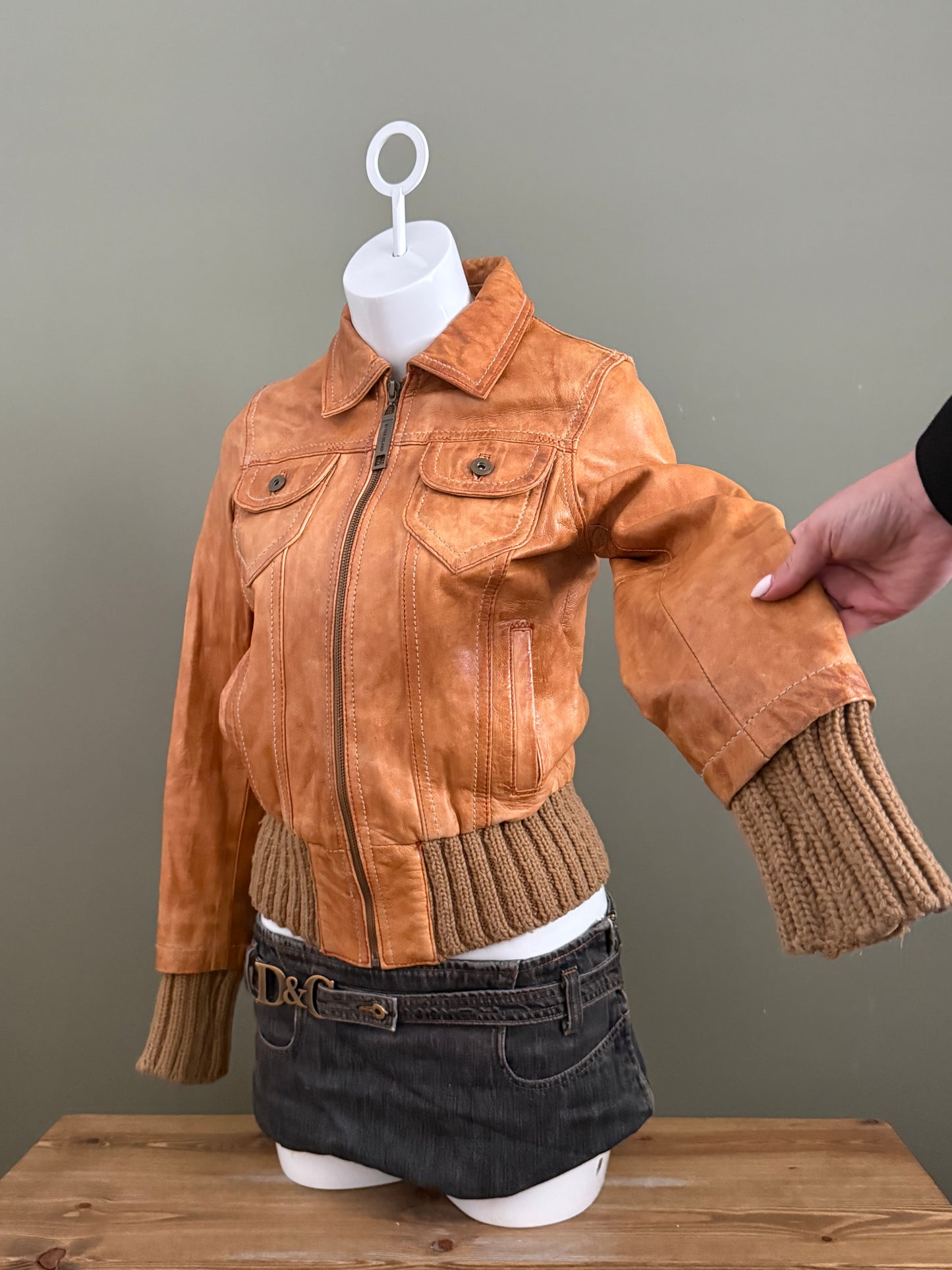 Vintage Leather Bomber Jacket (UK10)