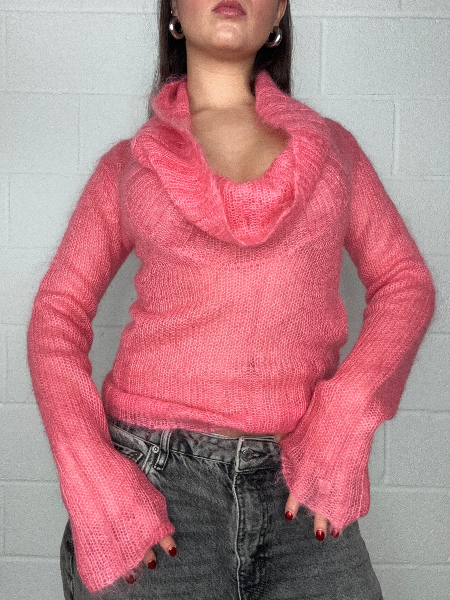 French Connection Pink Mohair Jumper (S)